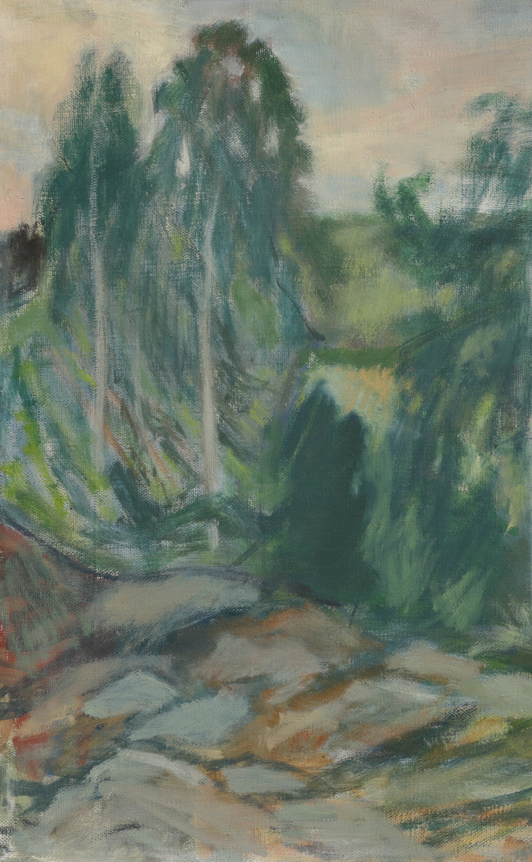 Vintage Art Original Mid Century Landscape Oil Painting from Sweden