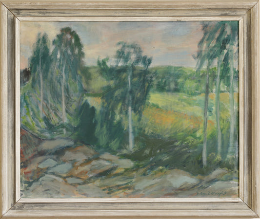 Vintage Art Original Mid Century Landscape Oil Painting from Sweden