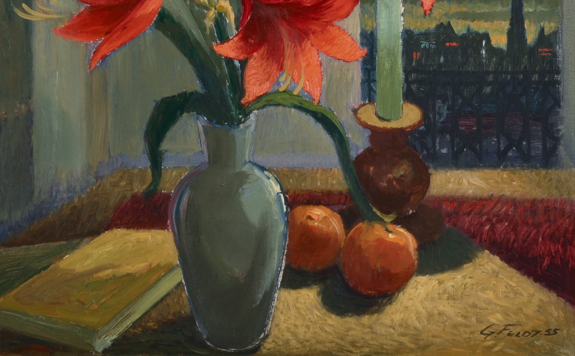 Original Vintage Mid Century Interior Oil Painting from Sweden