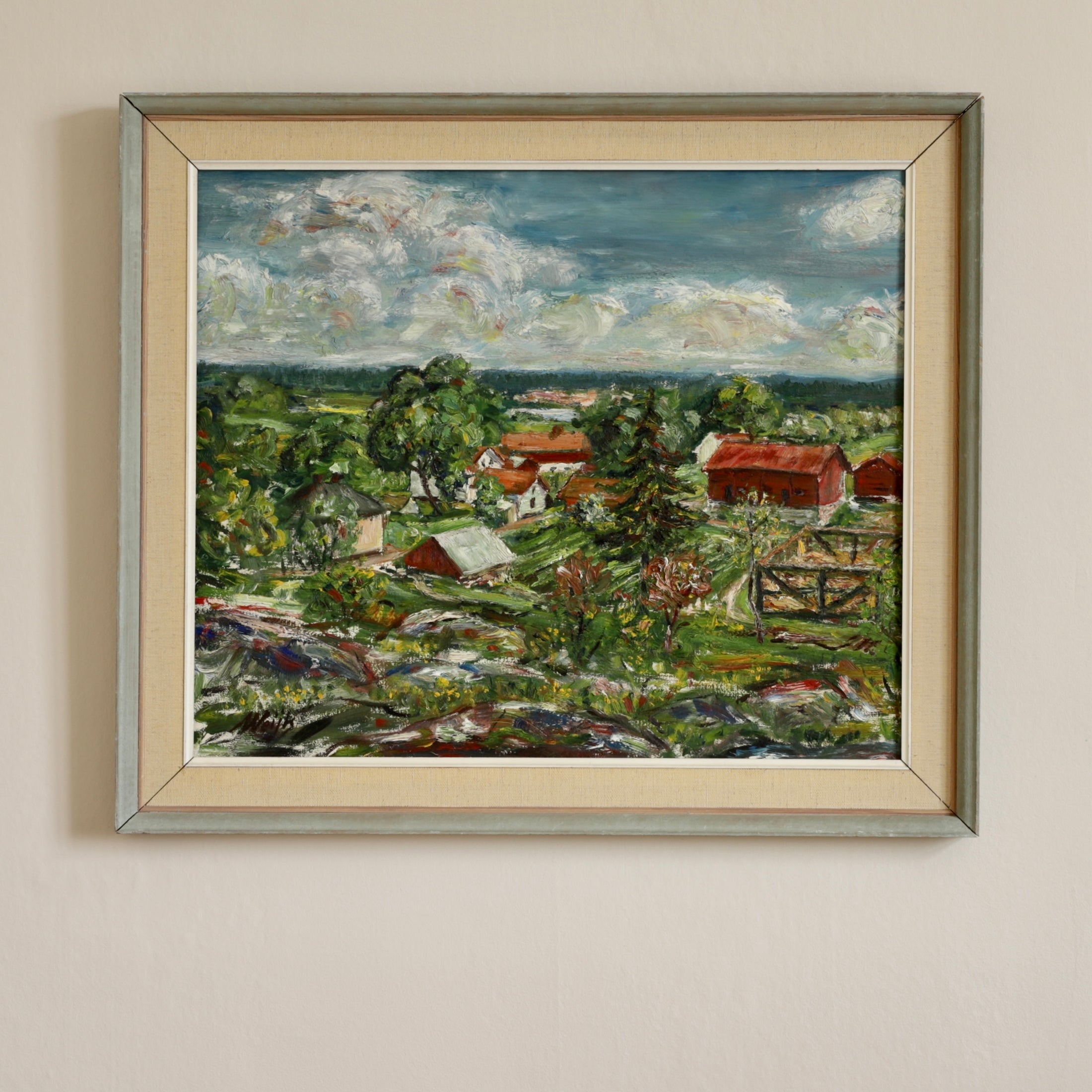 Vintage Art Original Landscape Oil Painting from Sweden