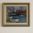 Load image into Gallery viewer, Vintage Seascape Oil Painting Fine Art Original of Boat in Harbor
