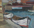Load image into Gallery viewer, Vintage Seascape Oil Painting Fine Art Original of Boat in Harbor
