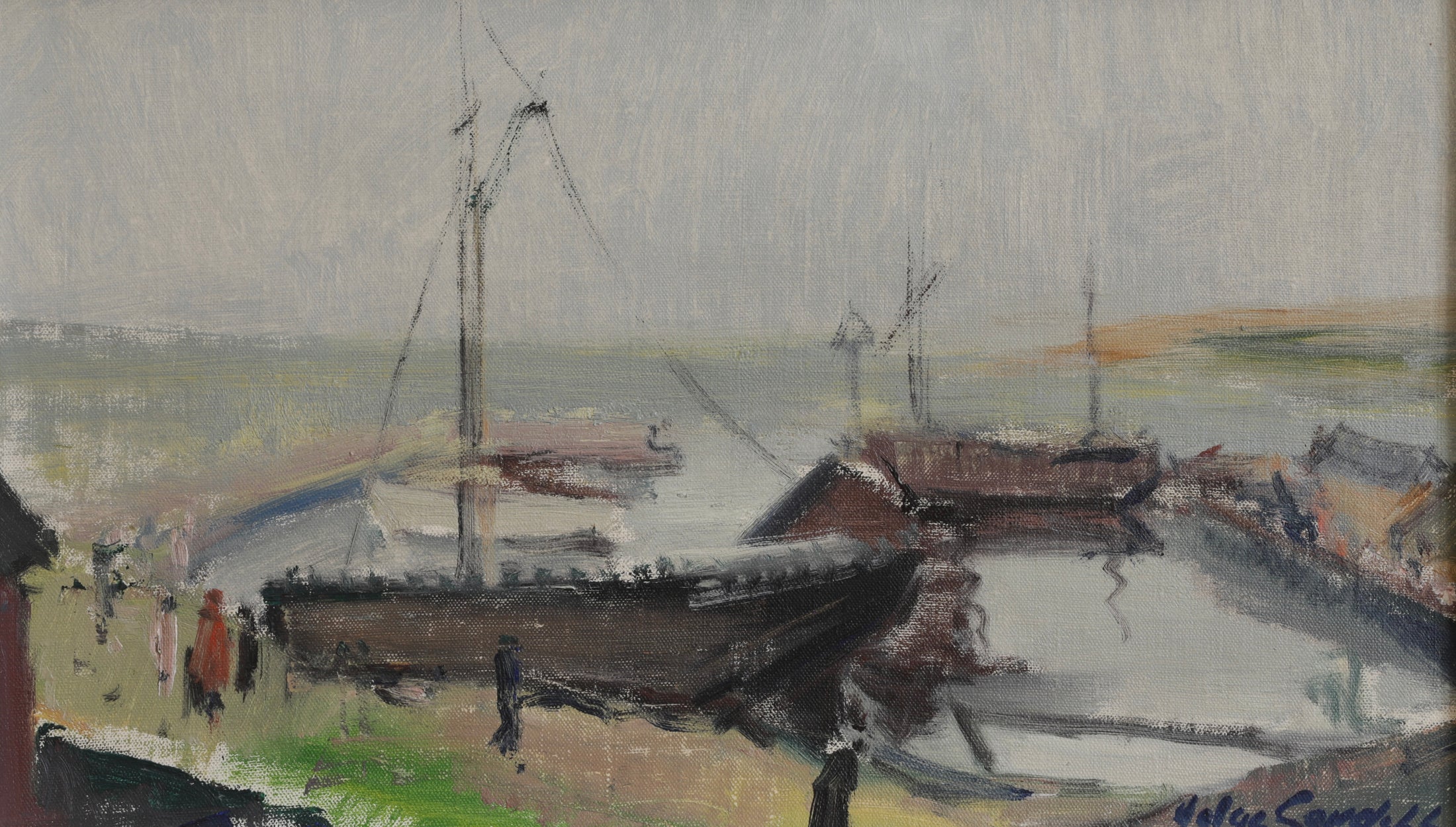Vintage Mid Century Art Original Oil Painting from Sweden