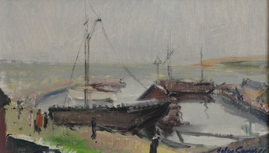 Vintage Mid Century Art Original Oil Painting from Sweden
