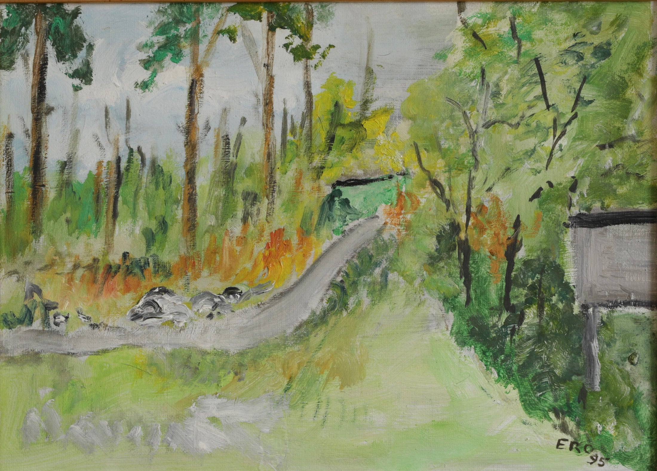 Vintage Art Room Original Landscape Oil Painting from Sweden