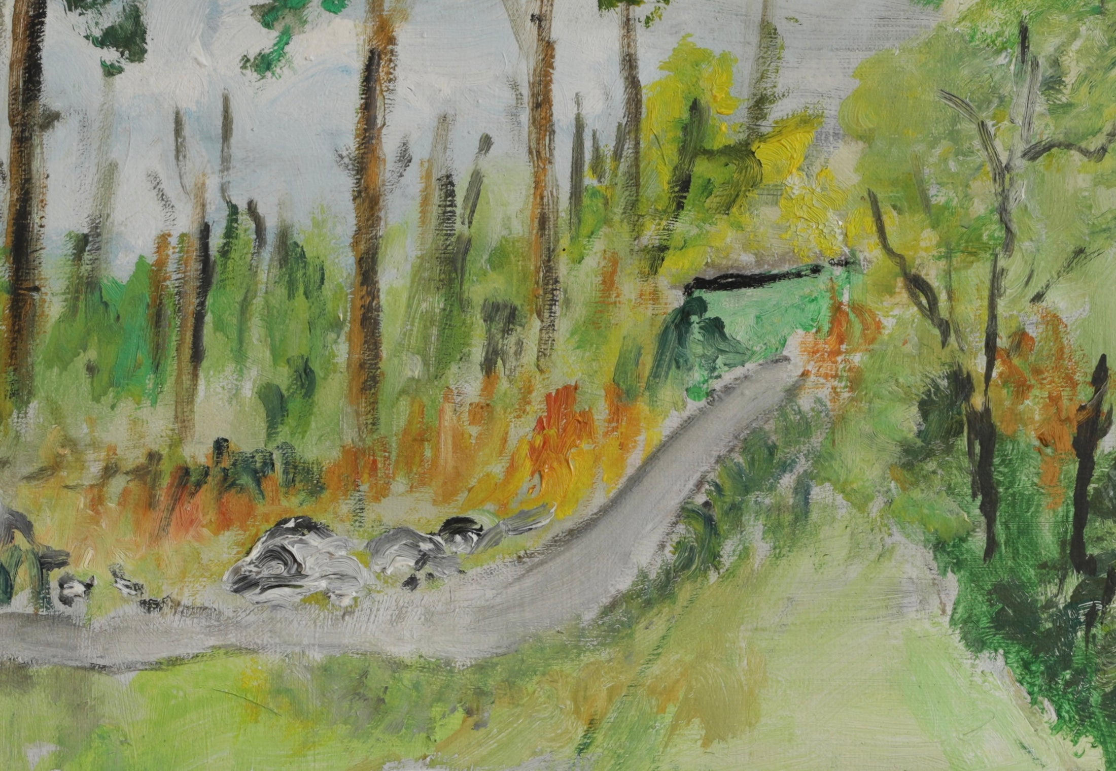 Vintage Art Room Original Landscape Oil Painting from Sweden