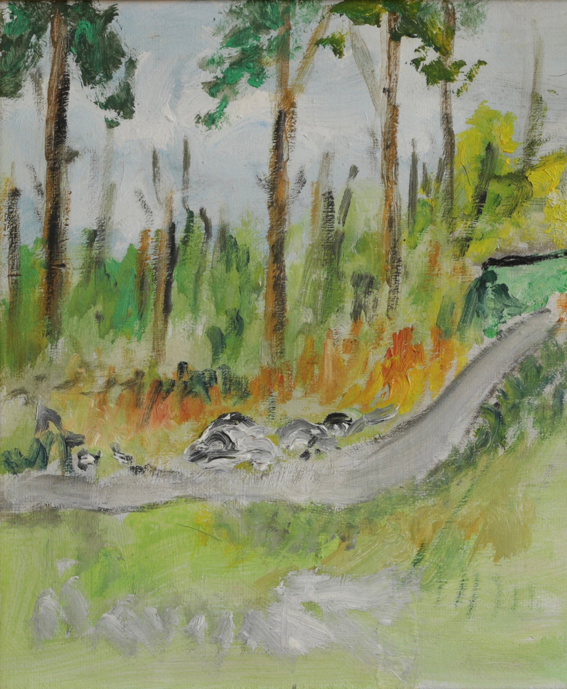 Vintage Art Room Original Landscape Oil Painting from Sweden