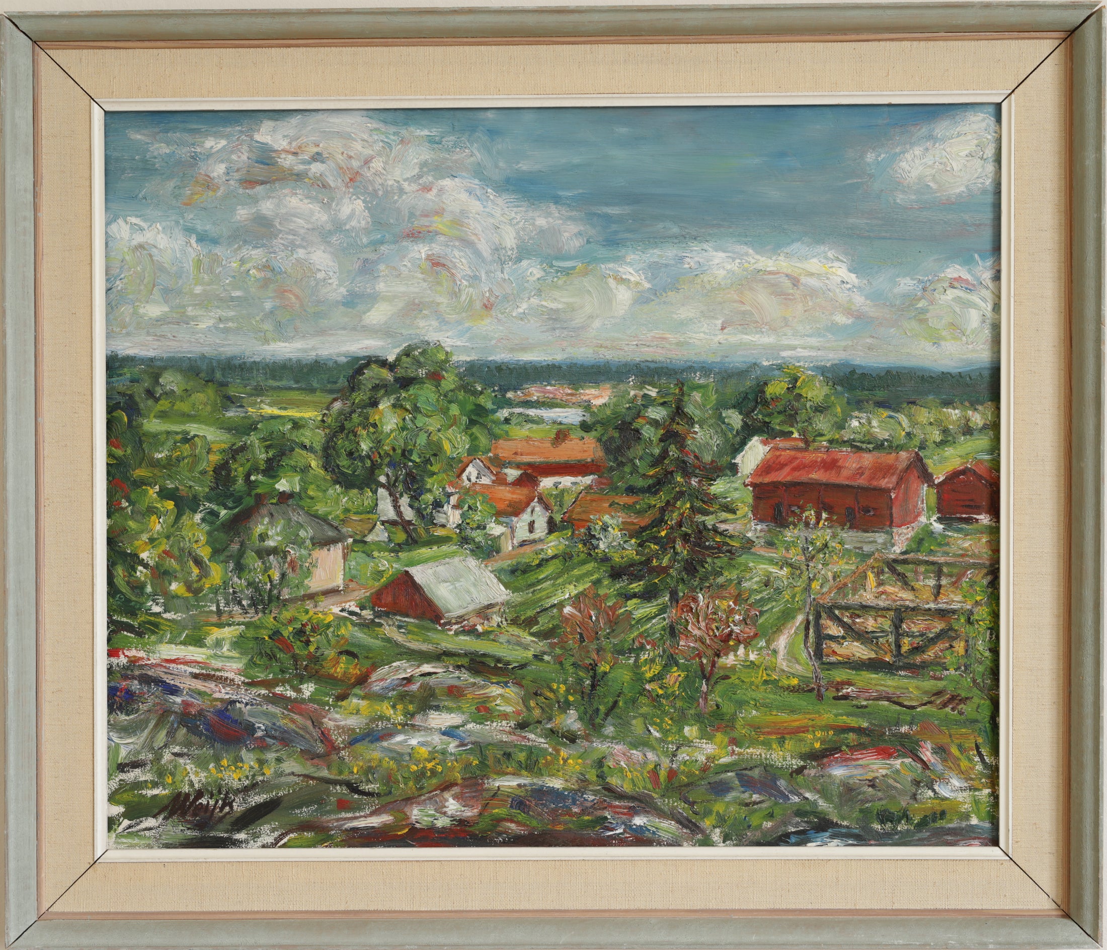 Vintage Art Original Landscape Oil Painting from Sweden
