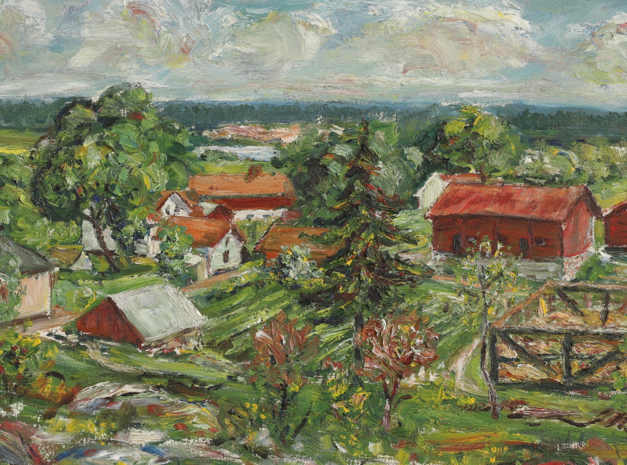 Vintage Art Original Landscape Oil Painting from Sweden