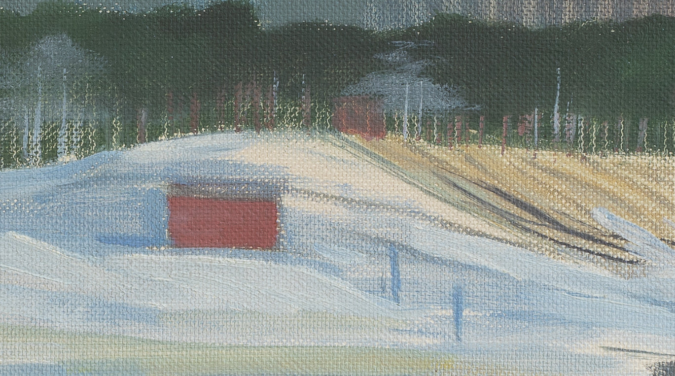 Mid Century Vintage Original Winterscape Oil Painting from Sweden