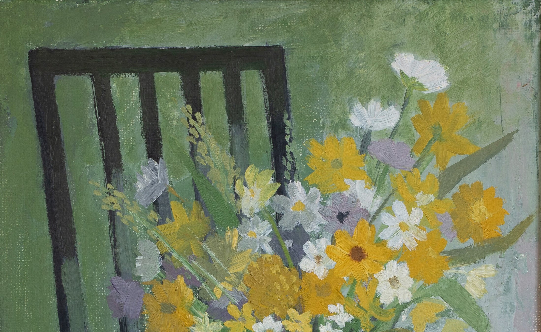Large 1940's Original Vintage Art Floral Oil Painting from Europe
