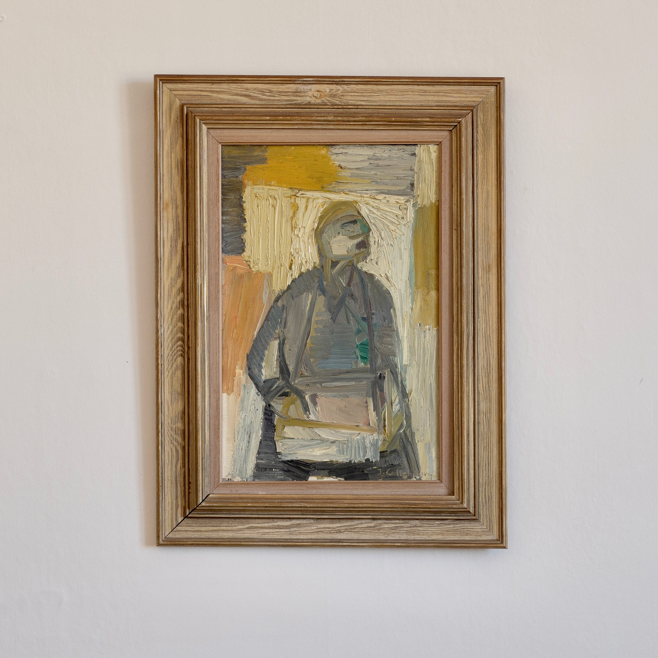 Original Vintage Art Figurative Oil Painting from Sweden