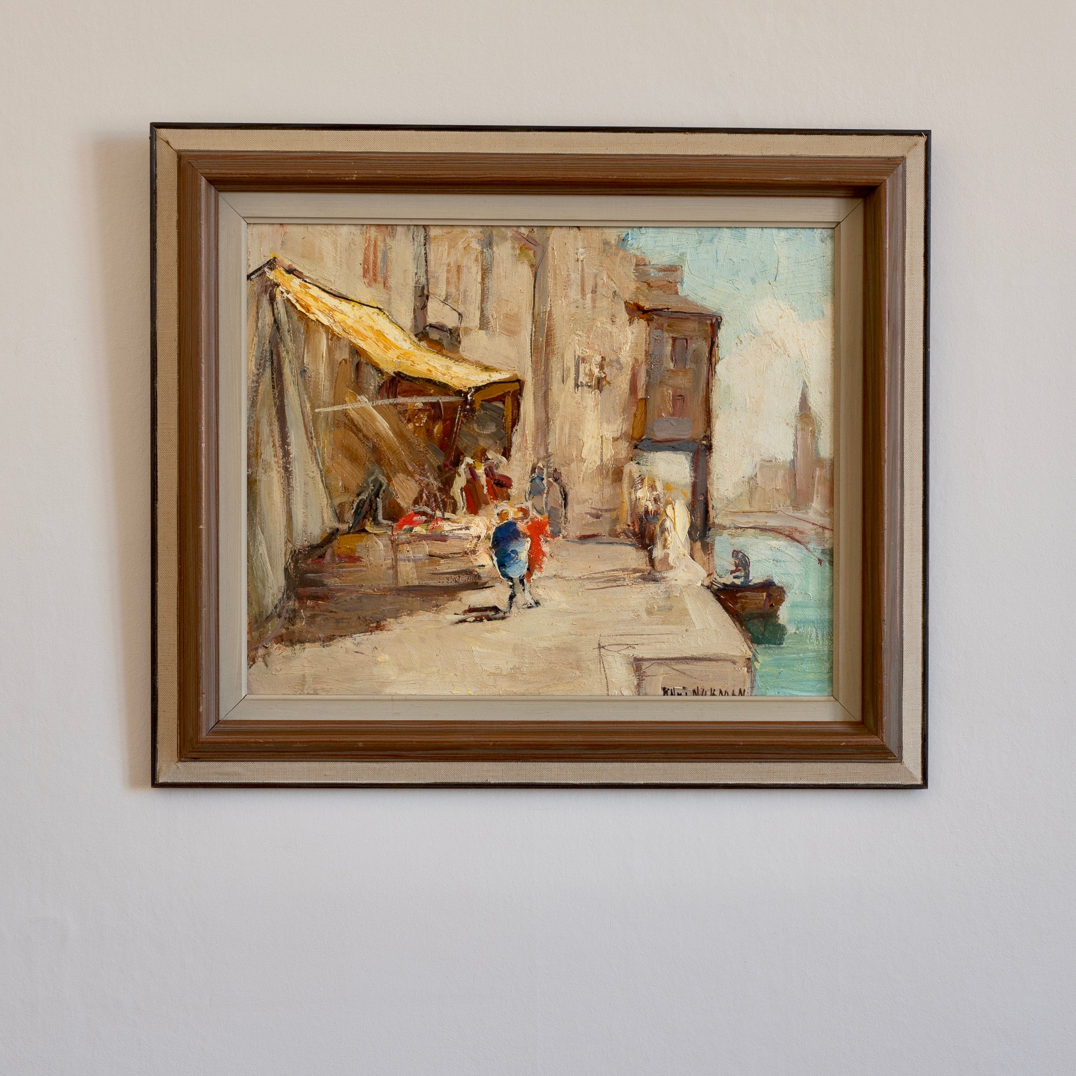 Original Vintage Art Venetian Scene Oil Painting