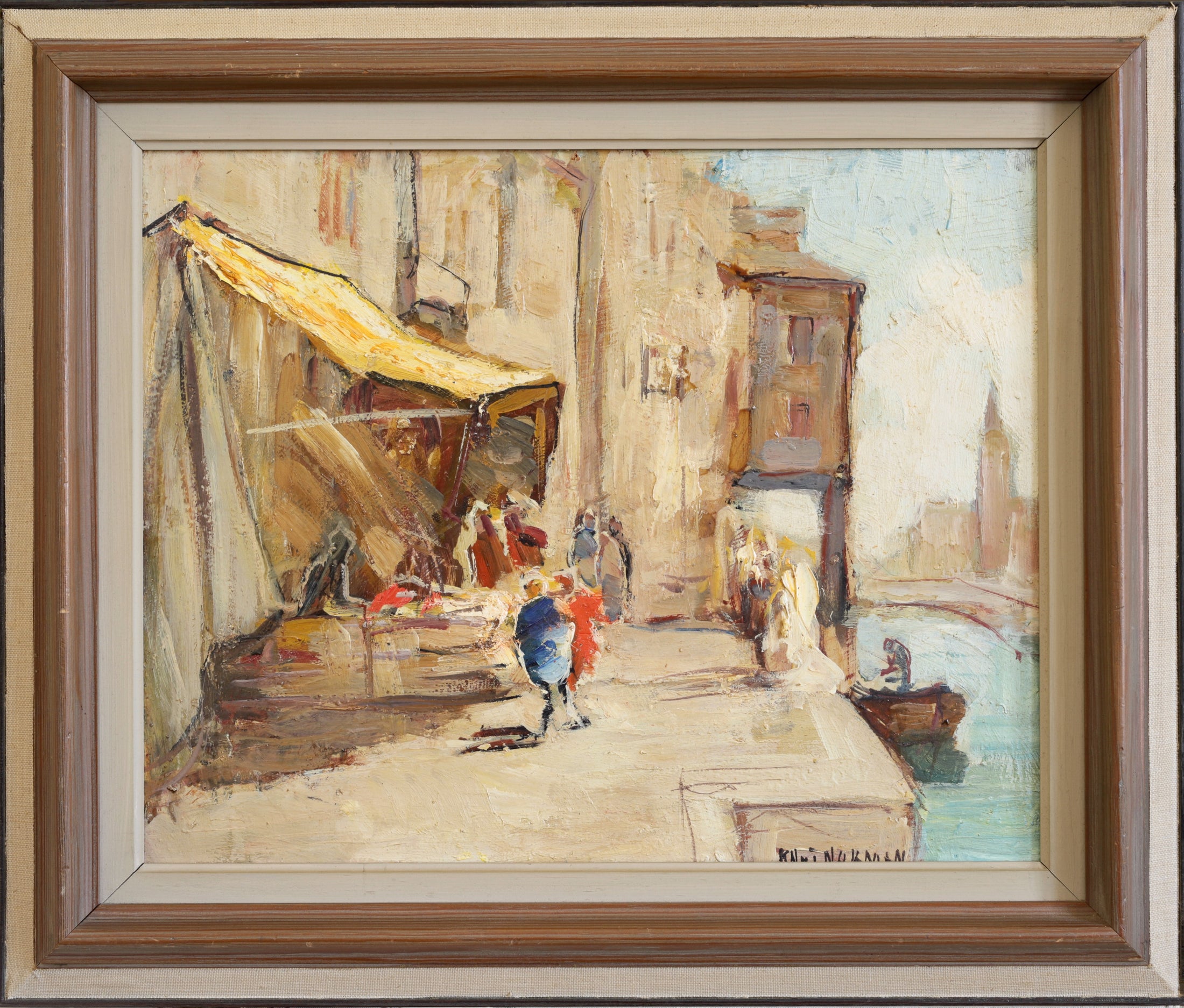 Original Vintage Art Venetian Scene Oil Painting