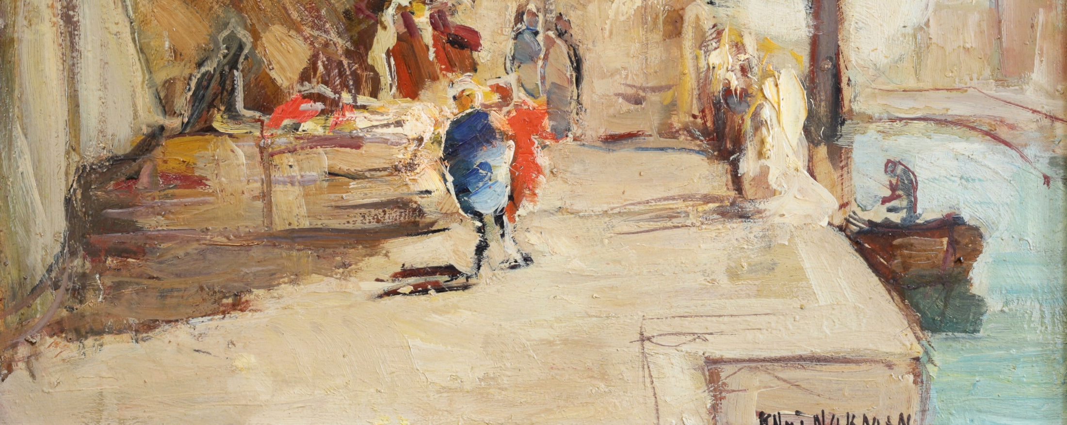 Original Vintage Art Venetian Scene Oil Painting