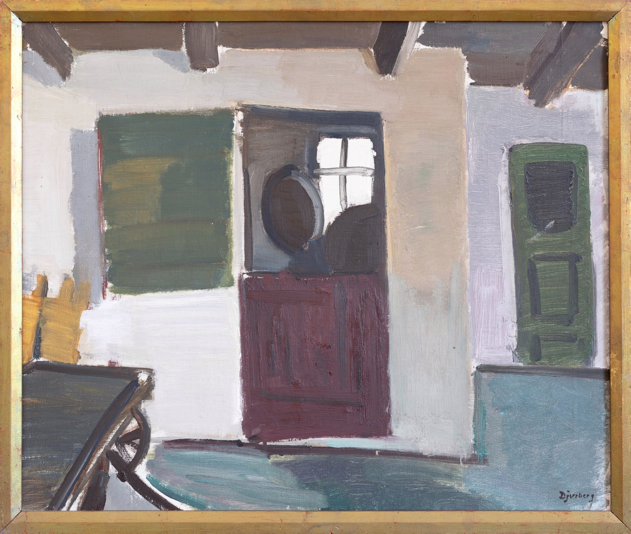 Vintage Art Original Interior Oil Painting from Sweden