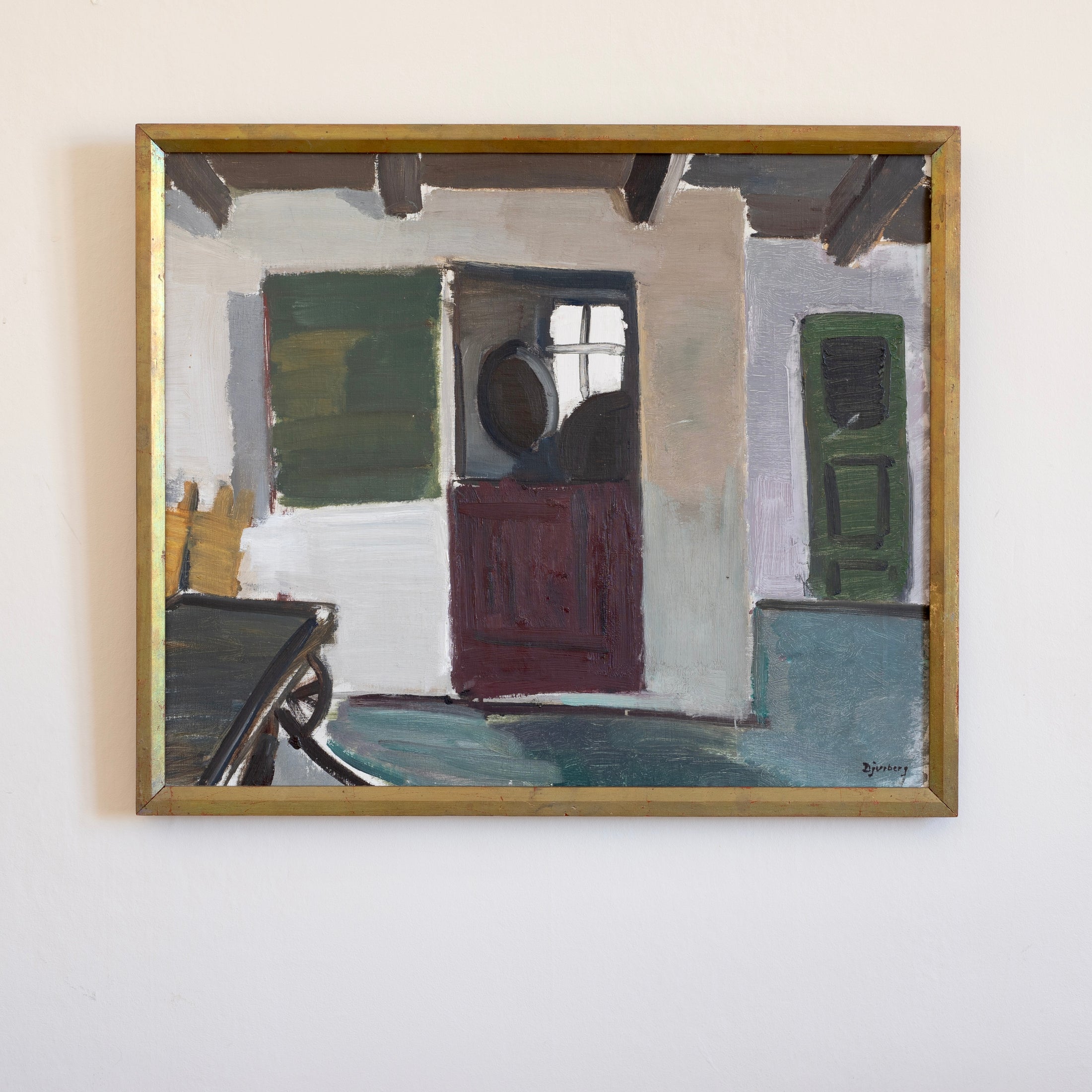 Vintage Art Original Interior Oil Painting from Sweden