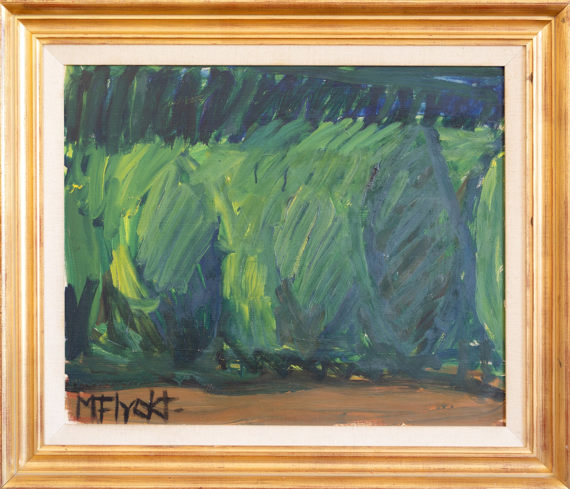 Original 1950's Mid Century Abstract Landscape Oil Painting from Sweden