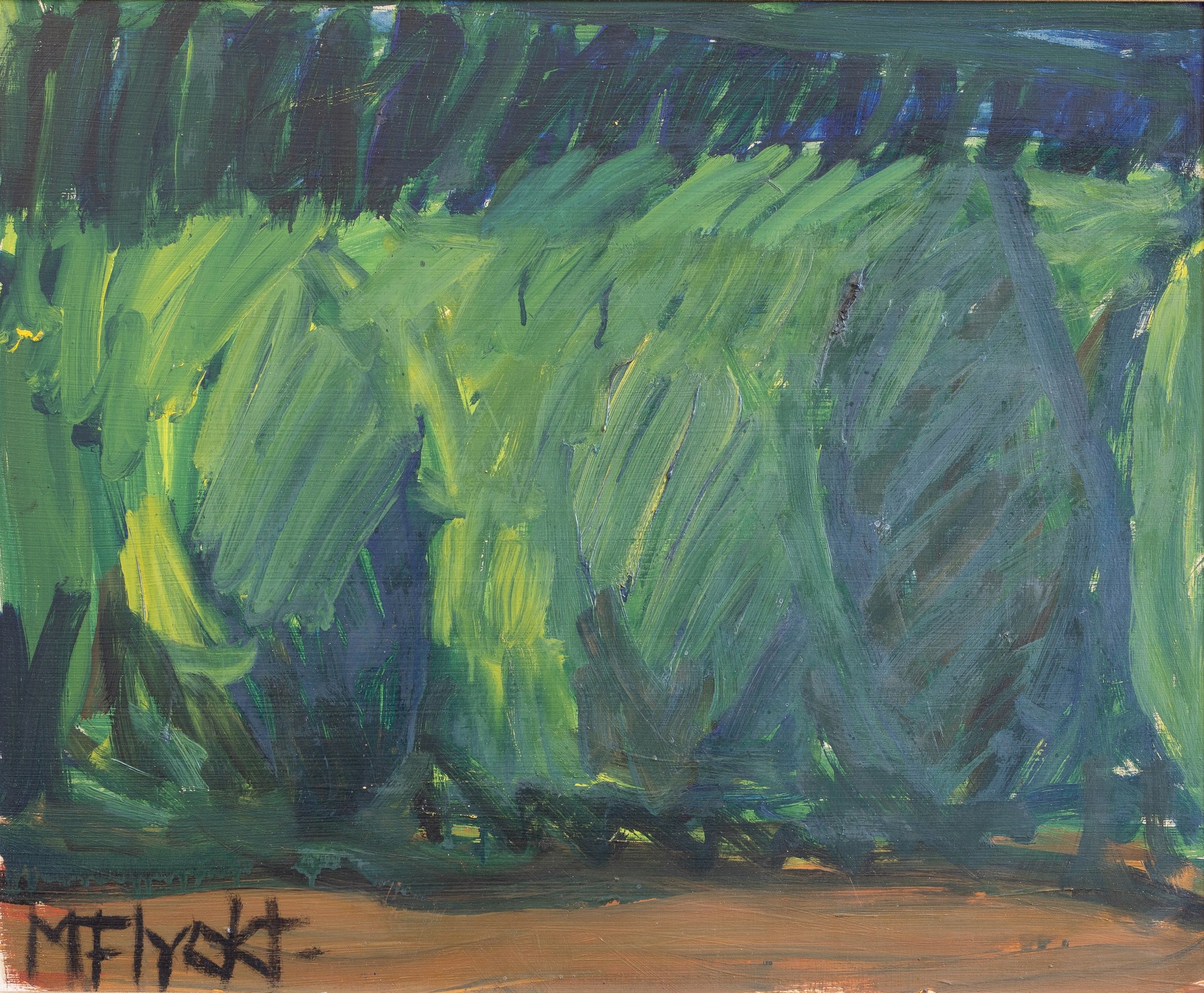 Original 1950's Mid Century Abstract Landscape Oil Painting from Sweden