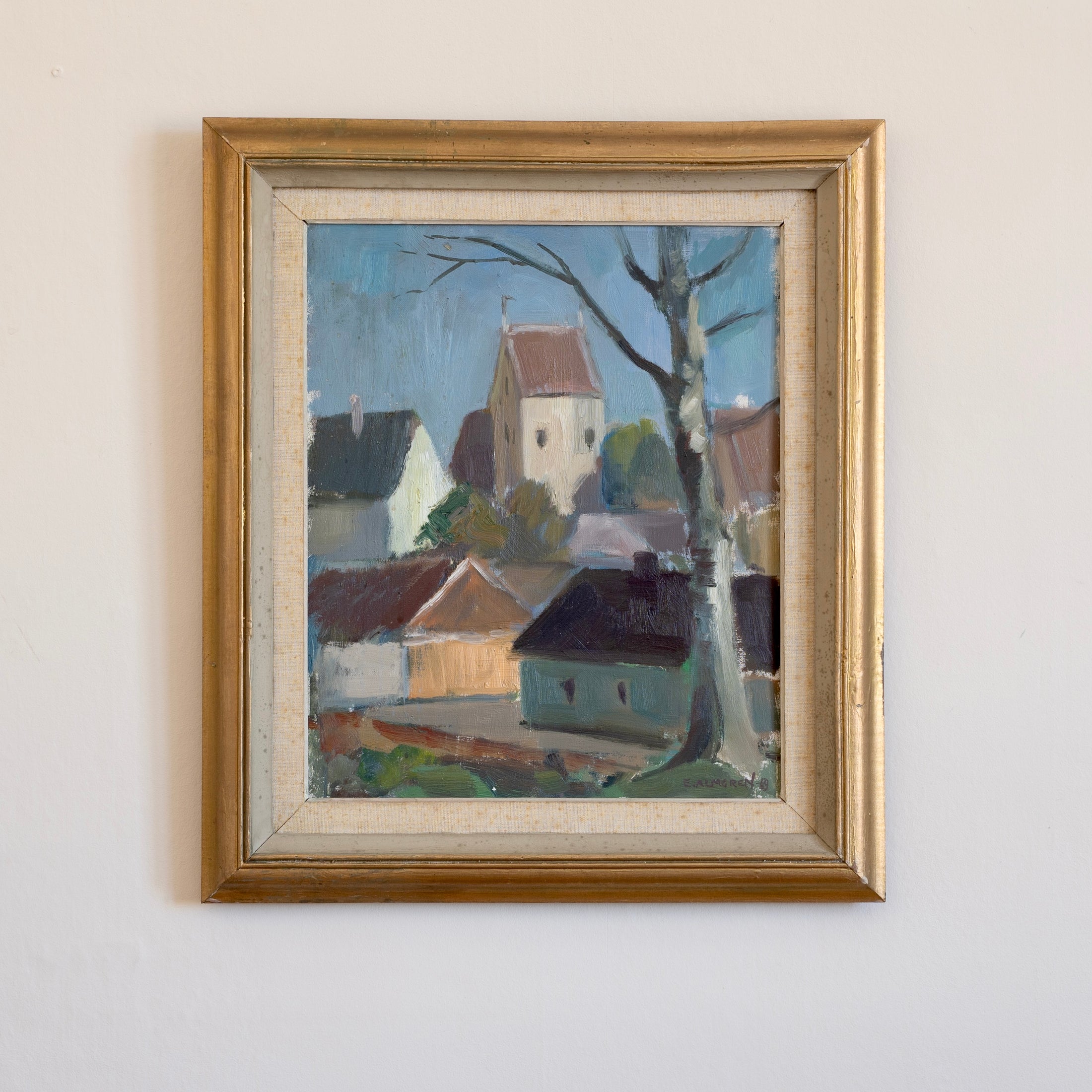 Original Oil Painting Vintage Art Mid Century Sweden