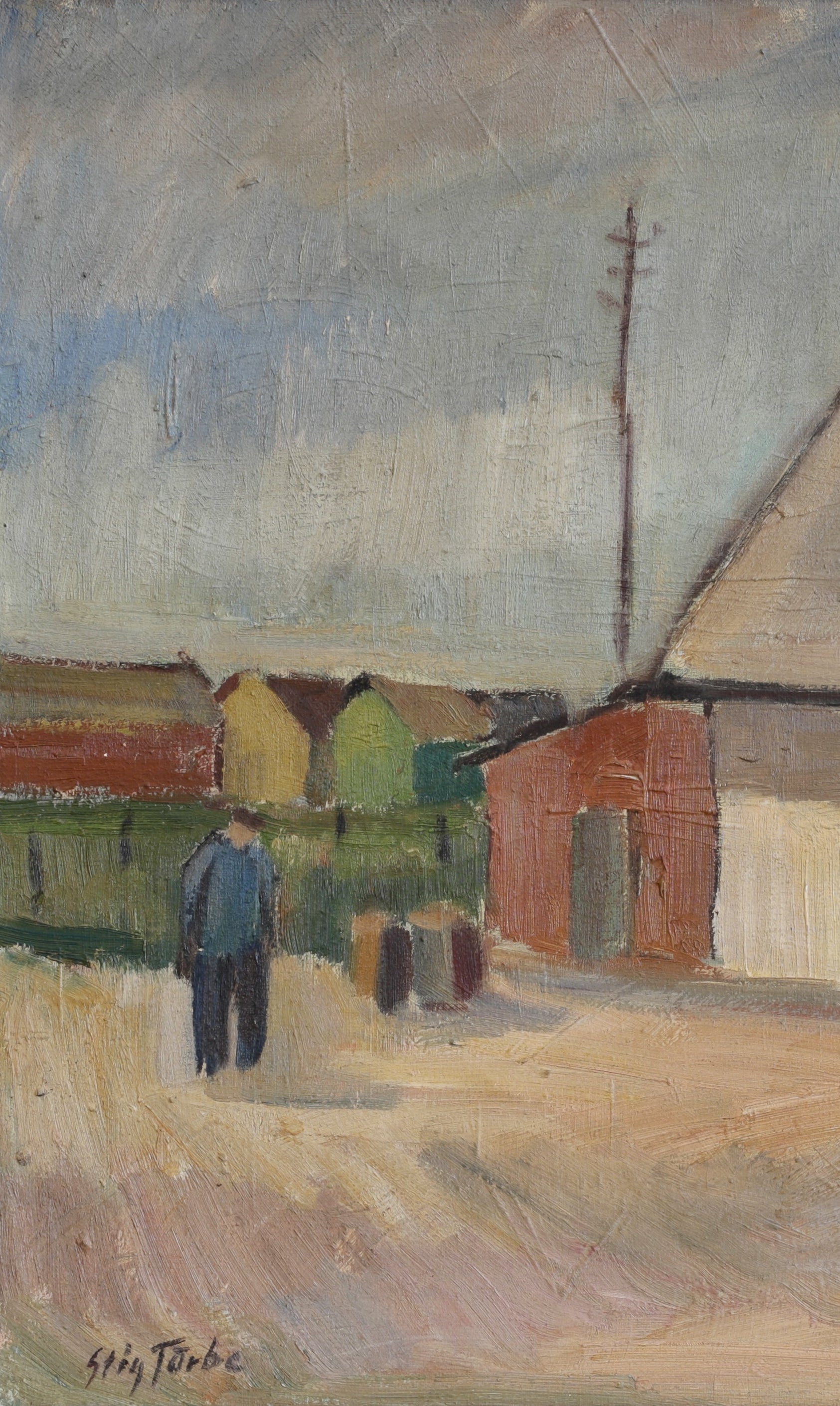 Vintage Art Original Swedish Coastal Oil Painting