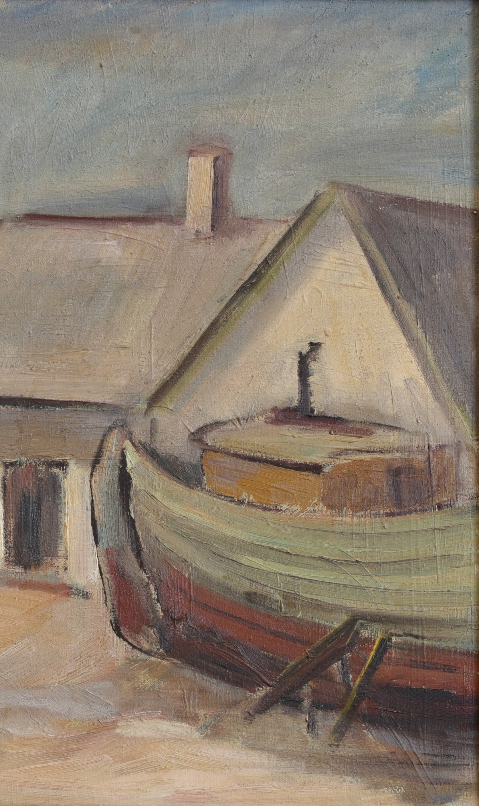 Vintage Art Original Swedish Coastal Oil Painting