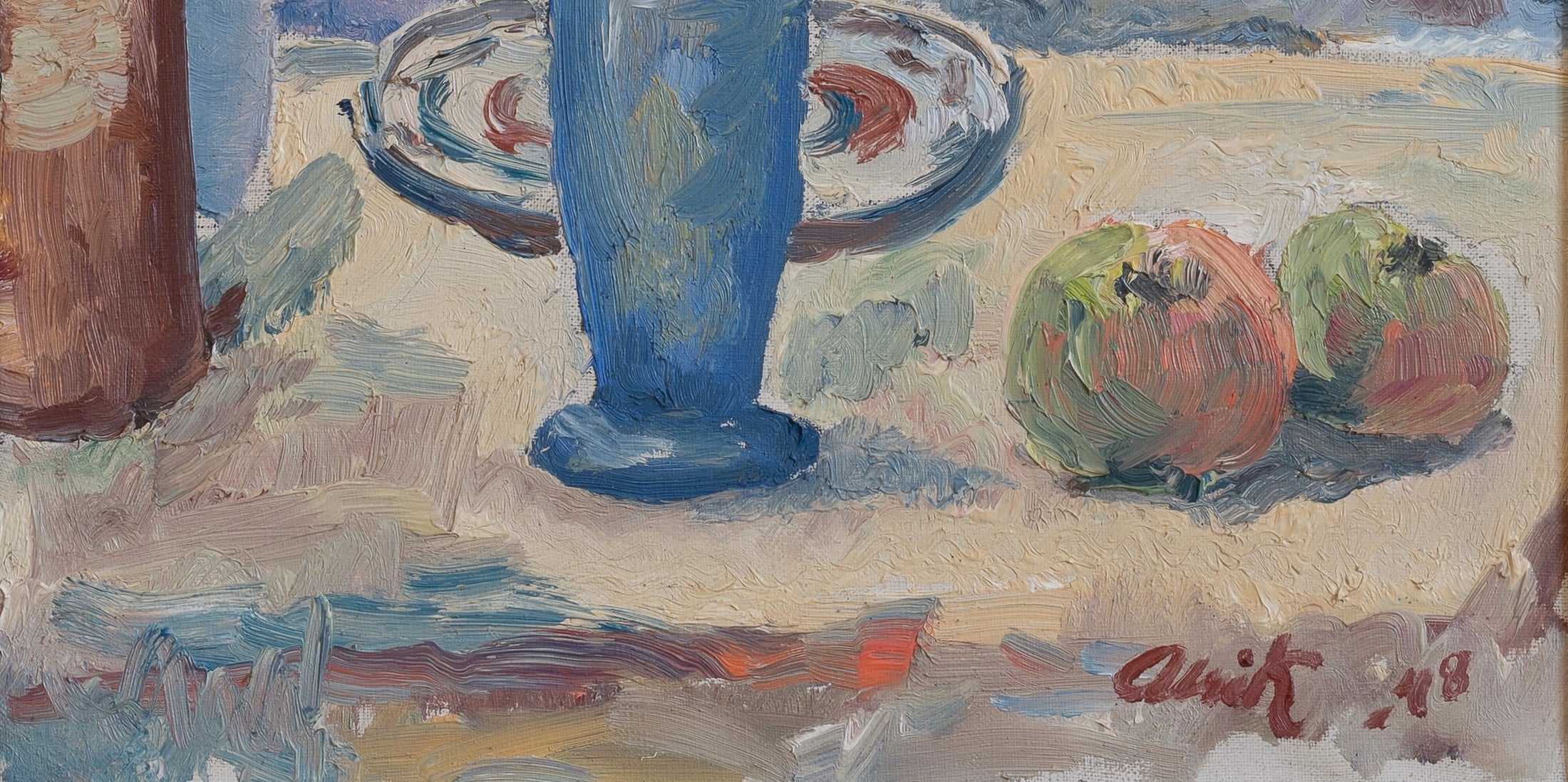 Mid Century 1940's Original Floral Oil Painting from Sweden