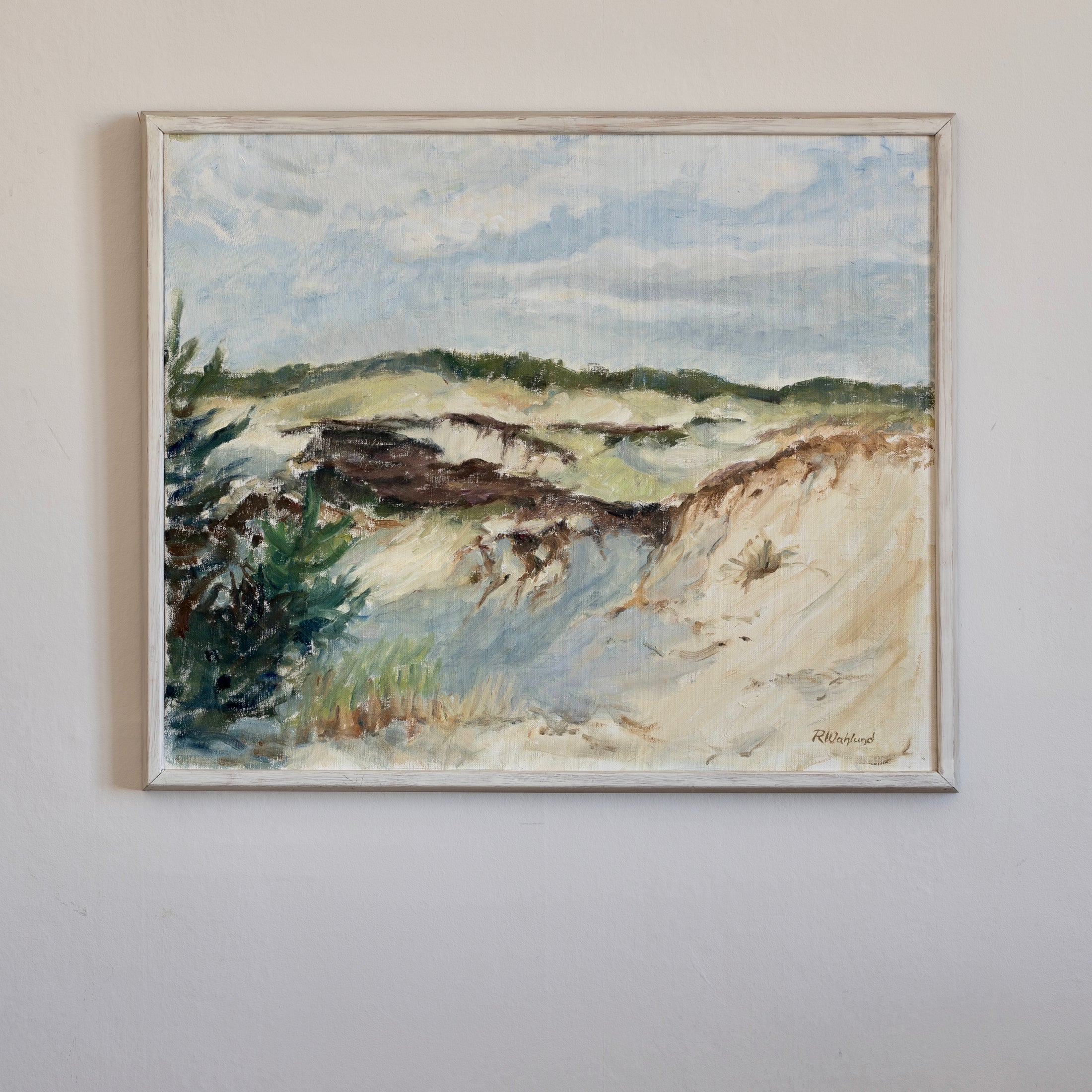 Vintage Art Room Mid Century Coastal Oil Painting From Sweden