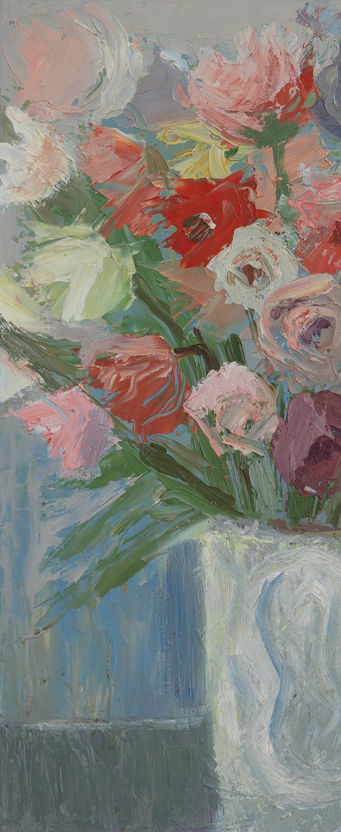 Vintage Art Room Original Floral Oil Painting from Sweden