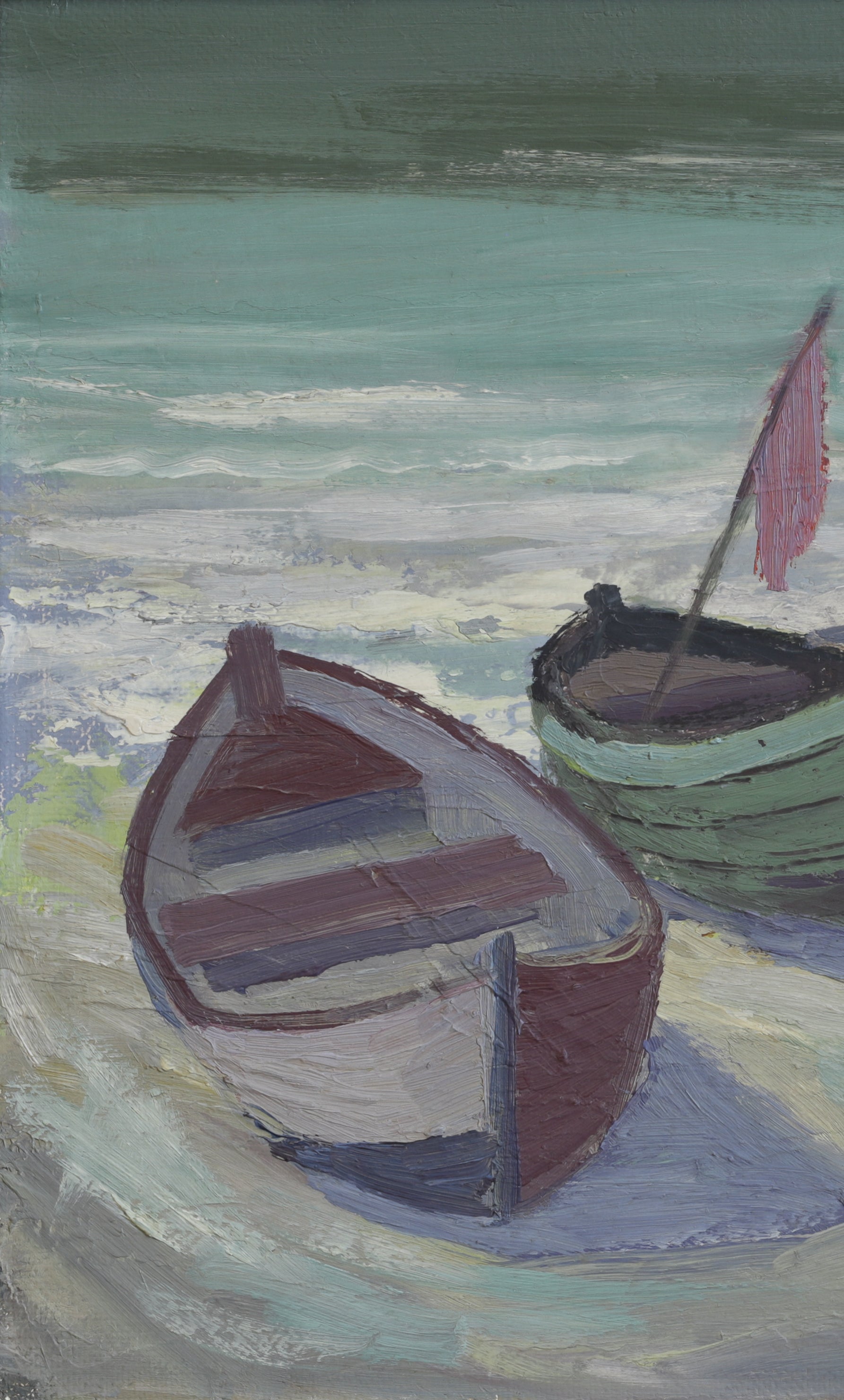 Original Oil Painting Vintage Mid Century Coastal Oil Painting From Sweden