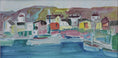 Load image into Gallery viewer, Colorful Original Mid Century Harbor Oil Painting from Sweden
