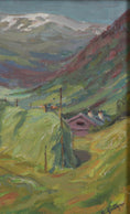 Load image into Gallery viewer, Vintage Landscape Oil Painting Haystack E Krüger Sweden
