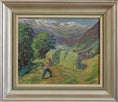 Load image into Gallery viewer, Vintage Landscape Oil Painting Haystack E Krüger Sweden
