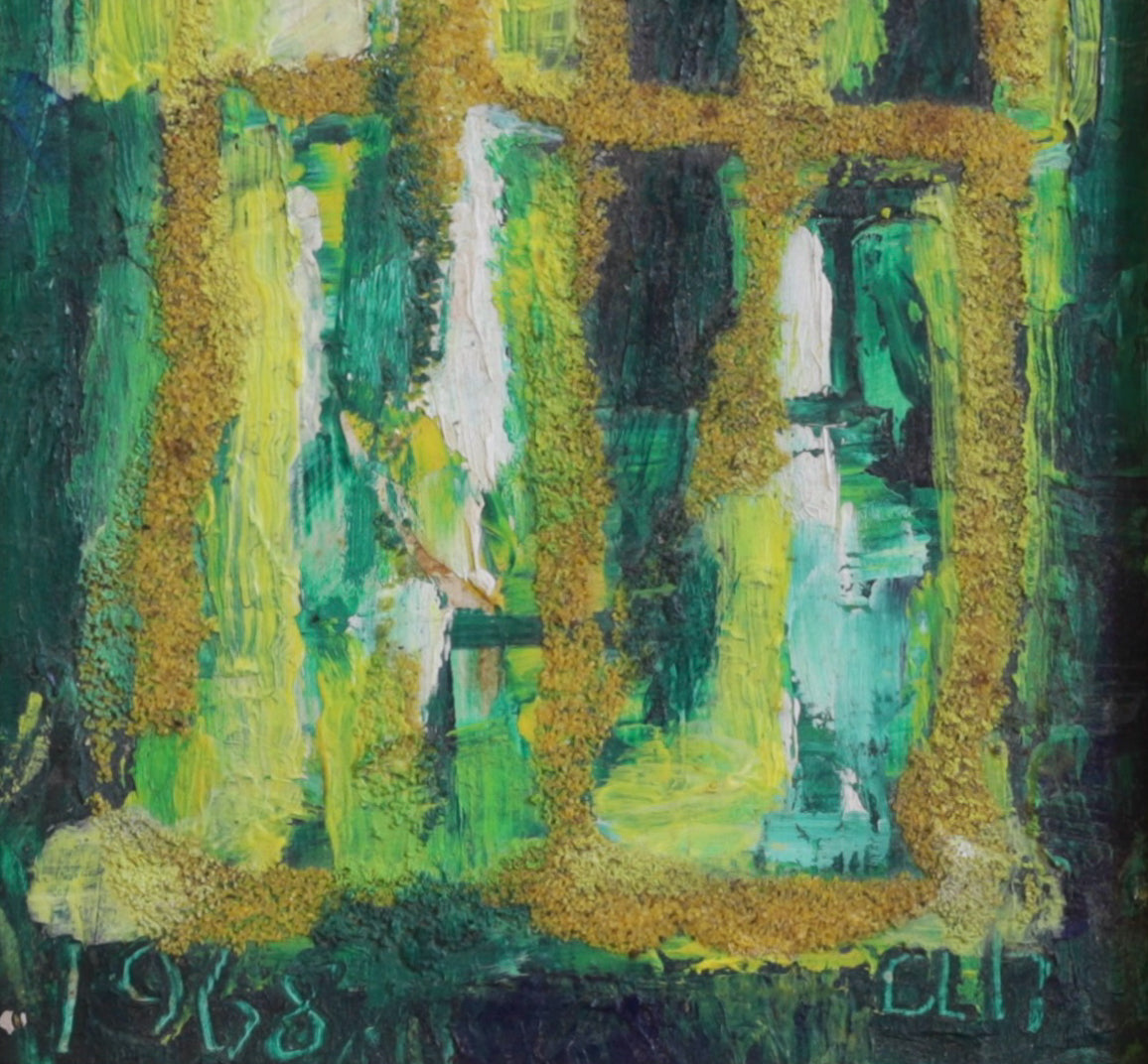 1960s Mid Century Abstract Oil Painting From Sweden