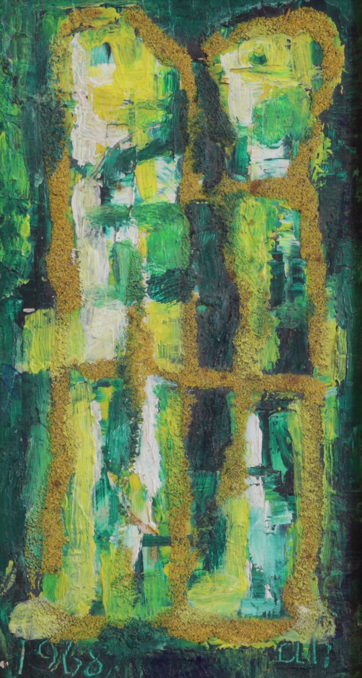 1960s Mid Century Abstract Oil Painting From Sweden