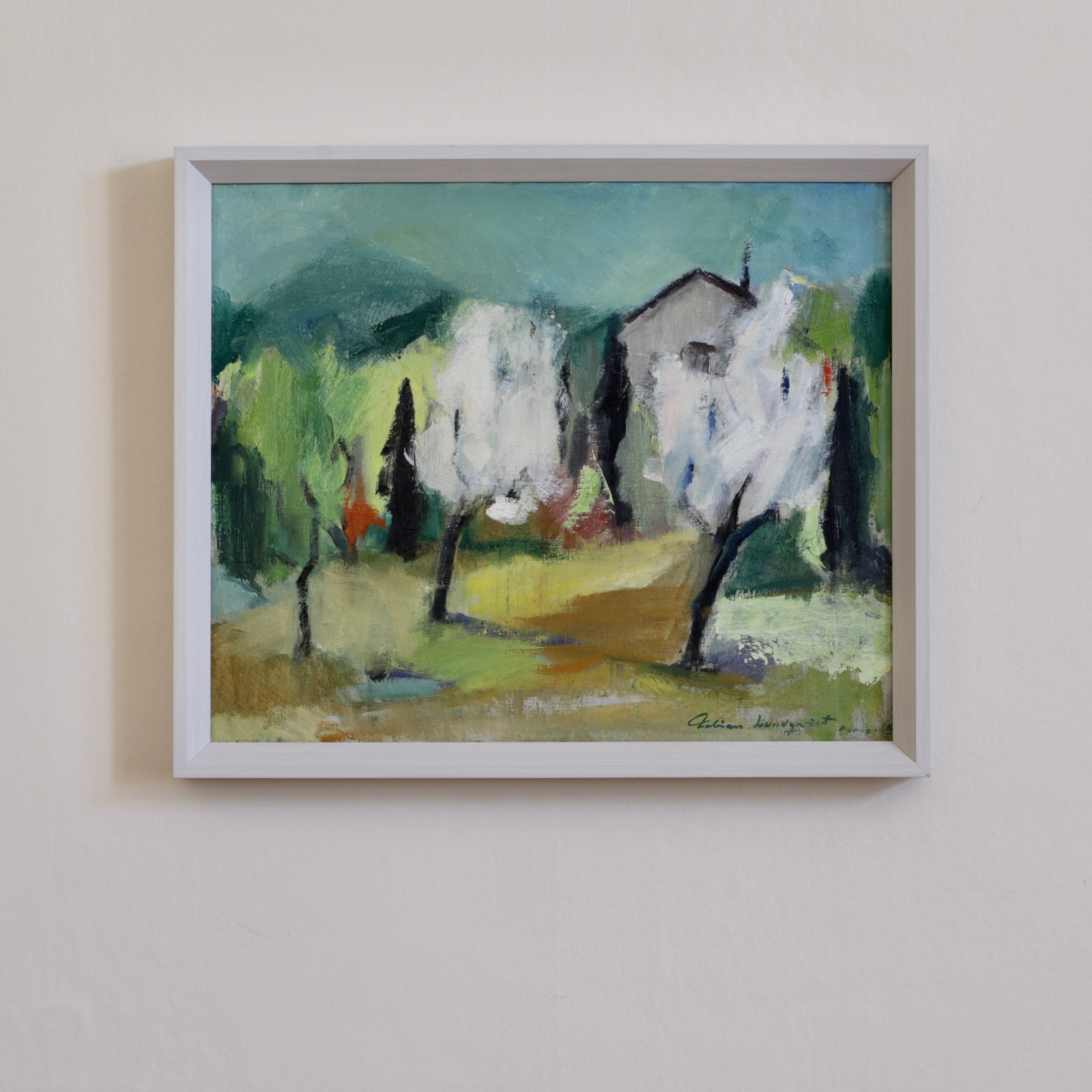 1940's Mid Century Vintage Oil Painting of Paris By Listed Artist F Lundqvist