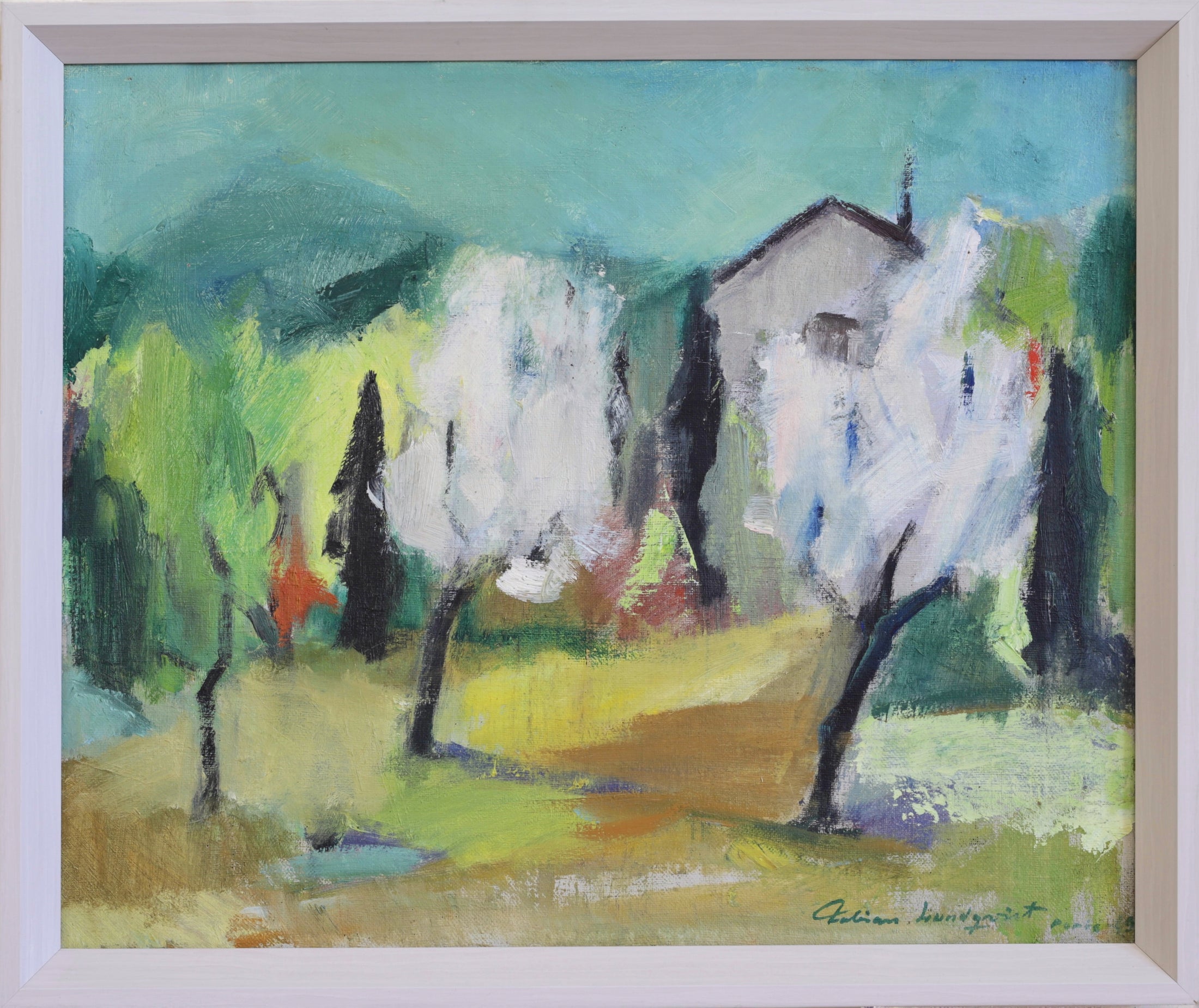 1940's Mid Century Vintage Oil Painting of Paris By Listed Artist F Lundqvist