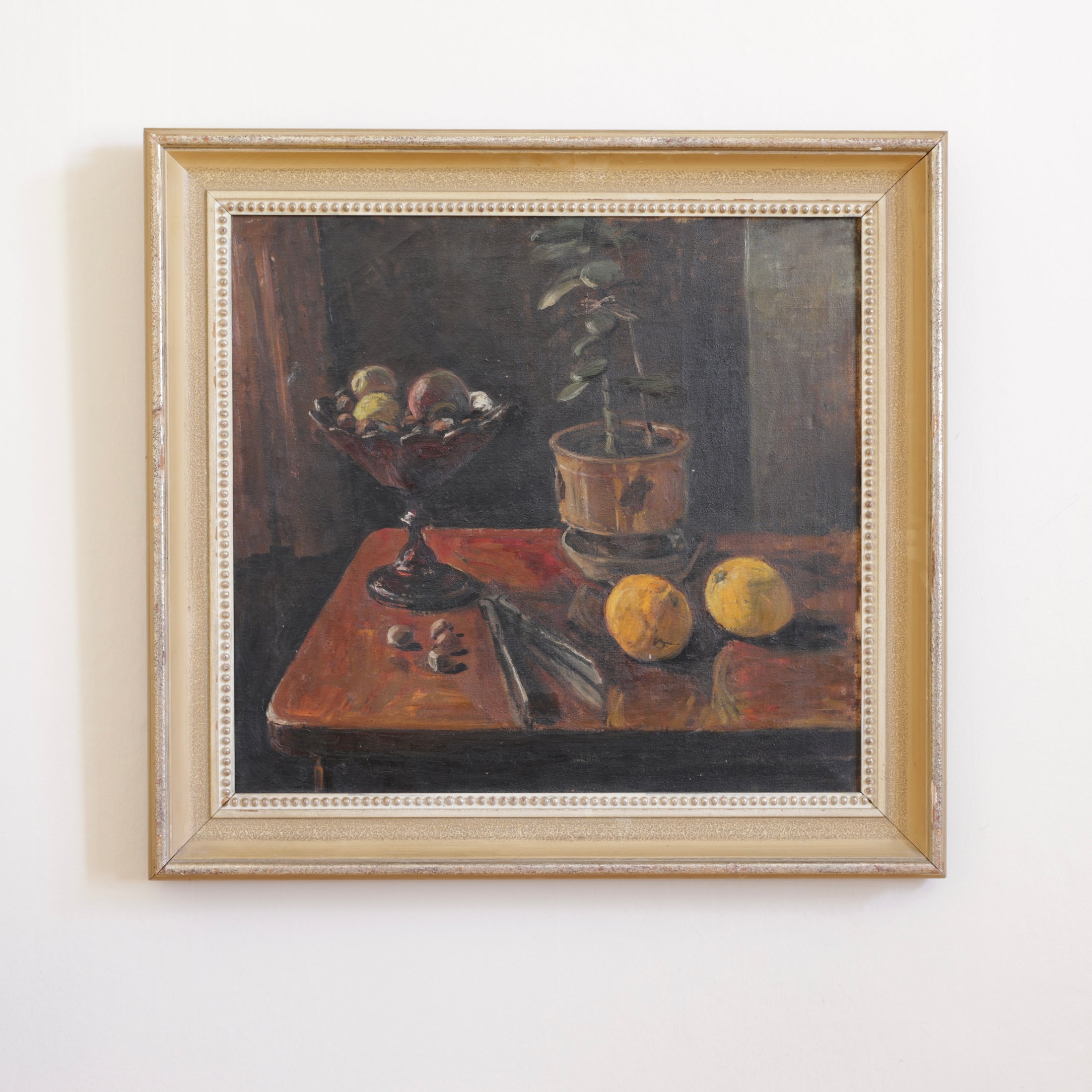 Vintage Art Room Kitchen Still Life Oil Painting From Sweden