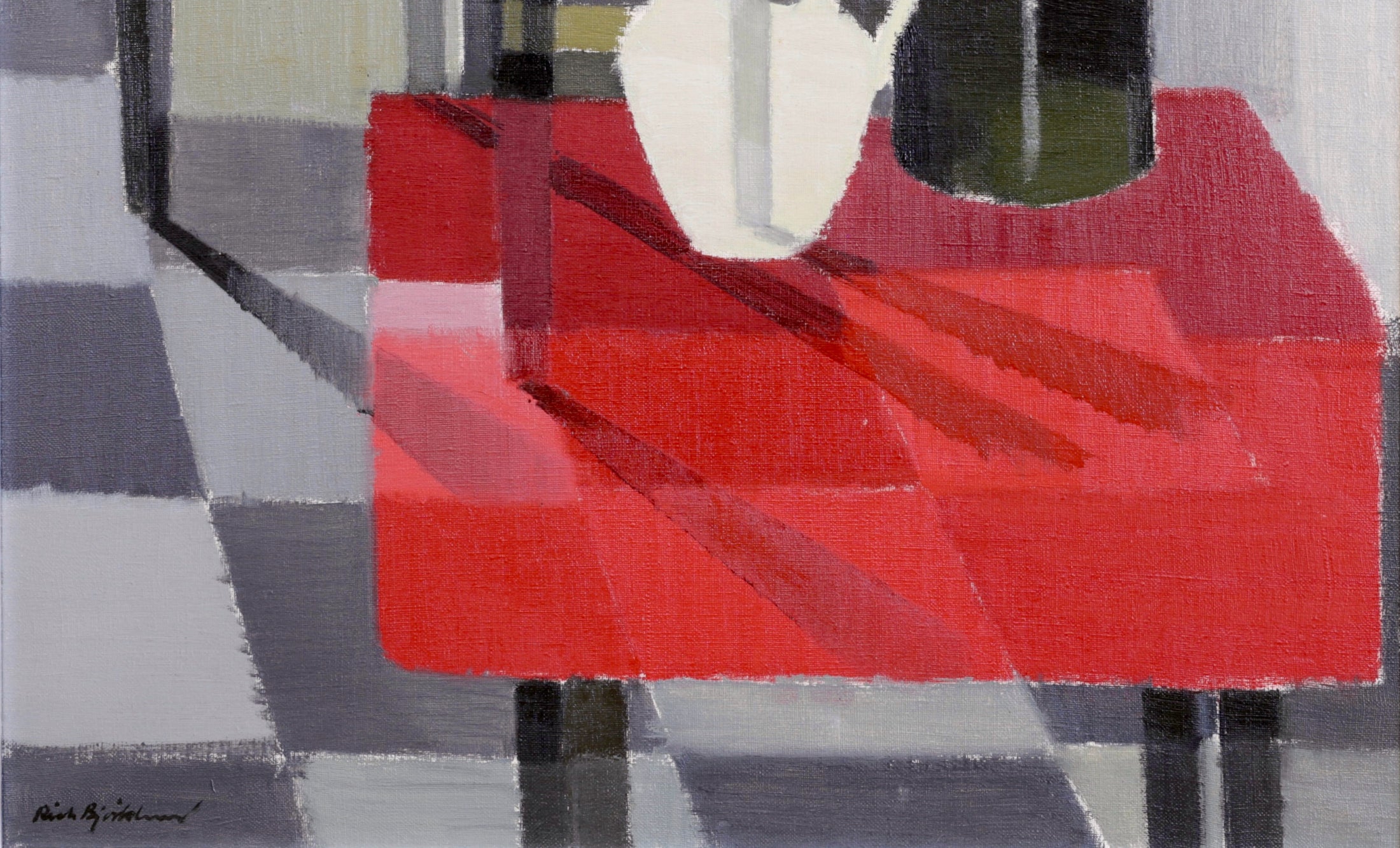 Stunning Mid Century Interior Oil Painting Vintage Art Room