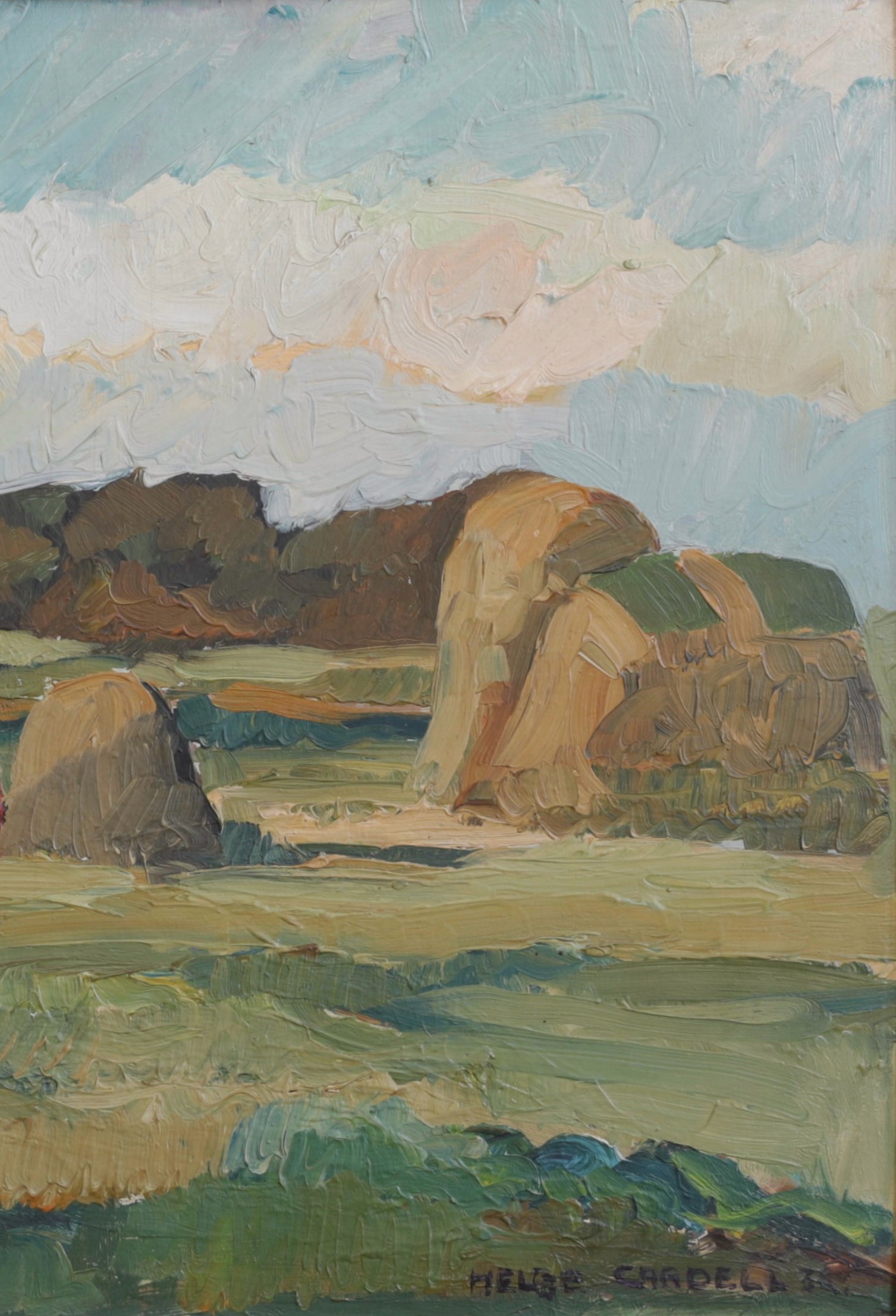 1930's Mid Century Original Vintage Farmhouse Oil Painting from Sweden