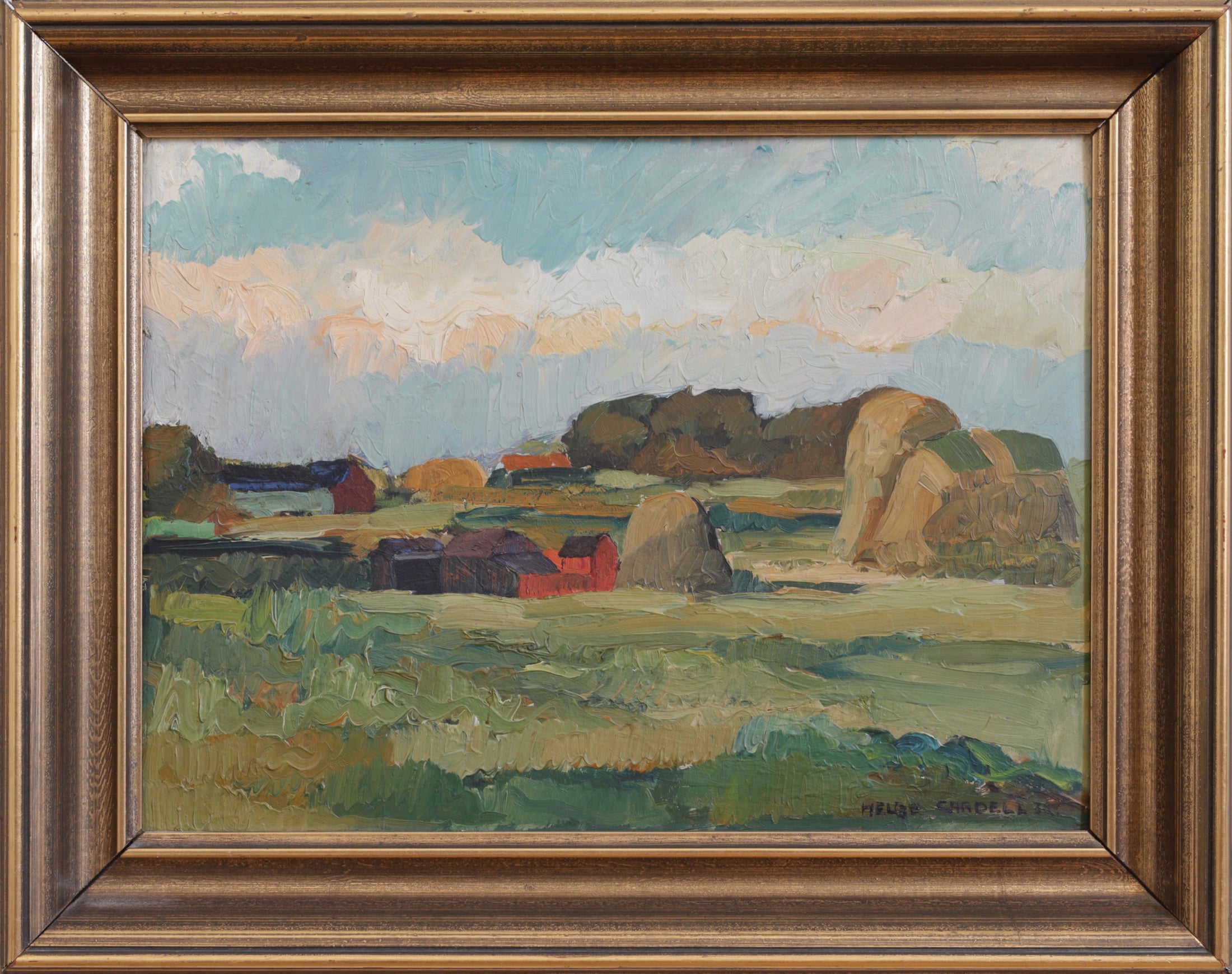 1930's Mid Century Original Vintage Farmhouse Oil Painting from Sweden
