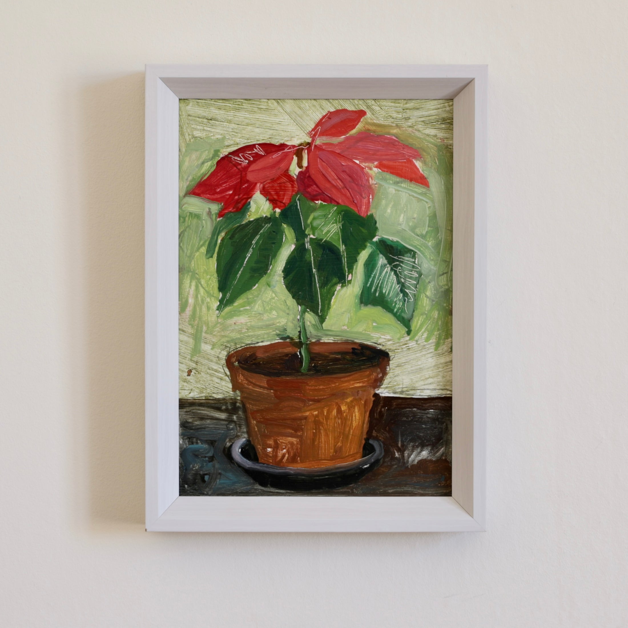 Original 1970's Vintage Floral Oil Painting from Sweden