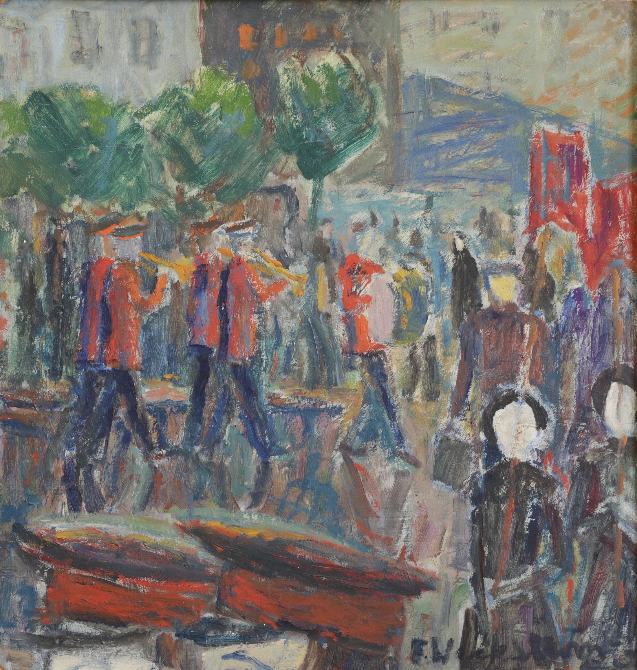 Vintage Art Room Original Mid Century Oil Painting from Sweden 1960's