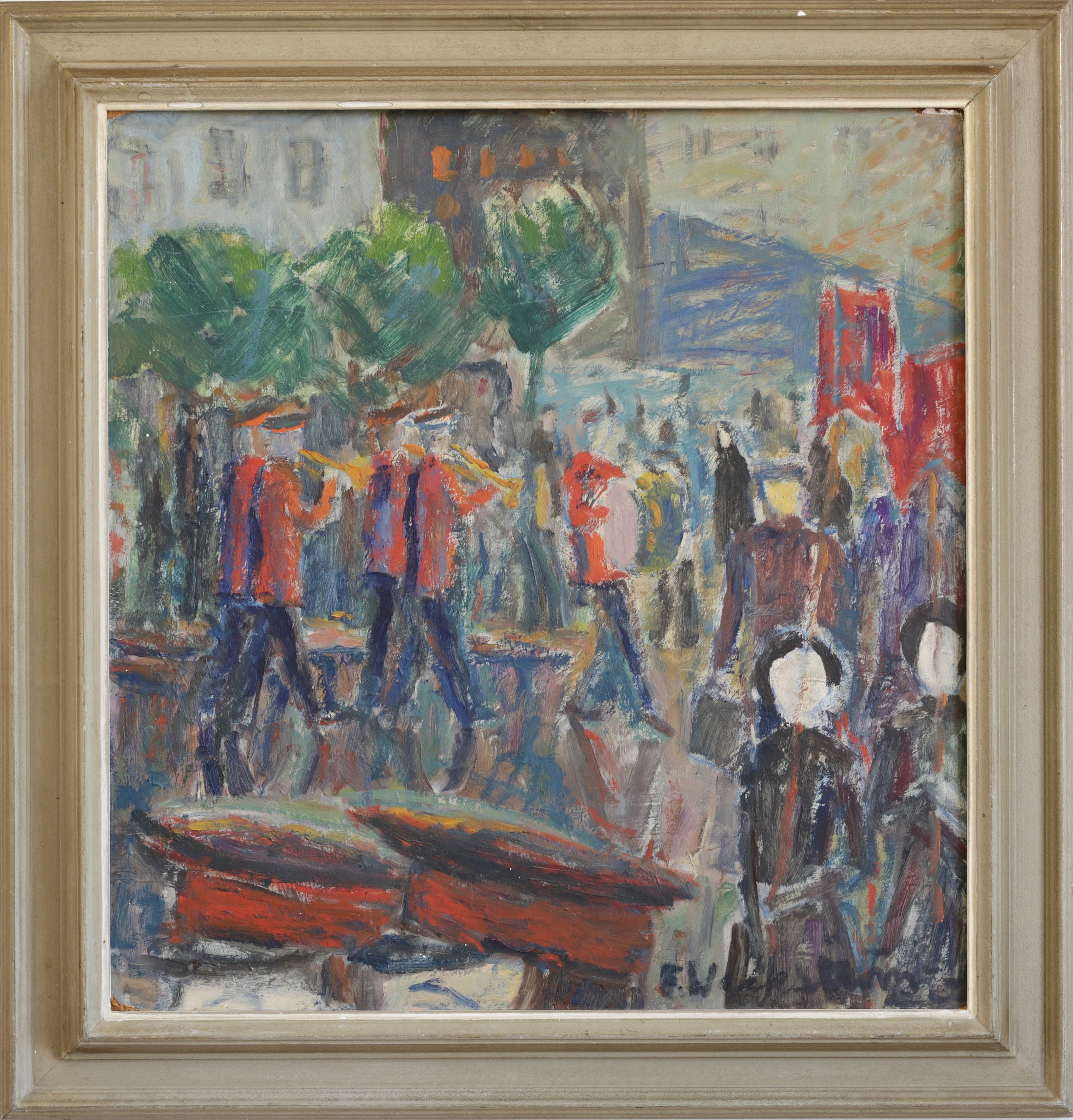 Vintage Art Room Original Mid Century Oil Painting from Sweden 1960's