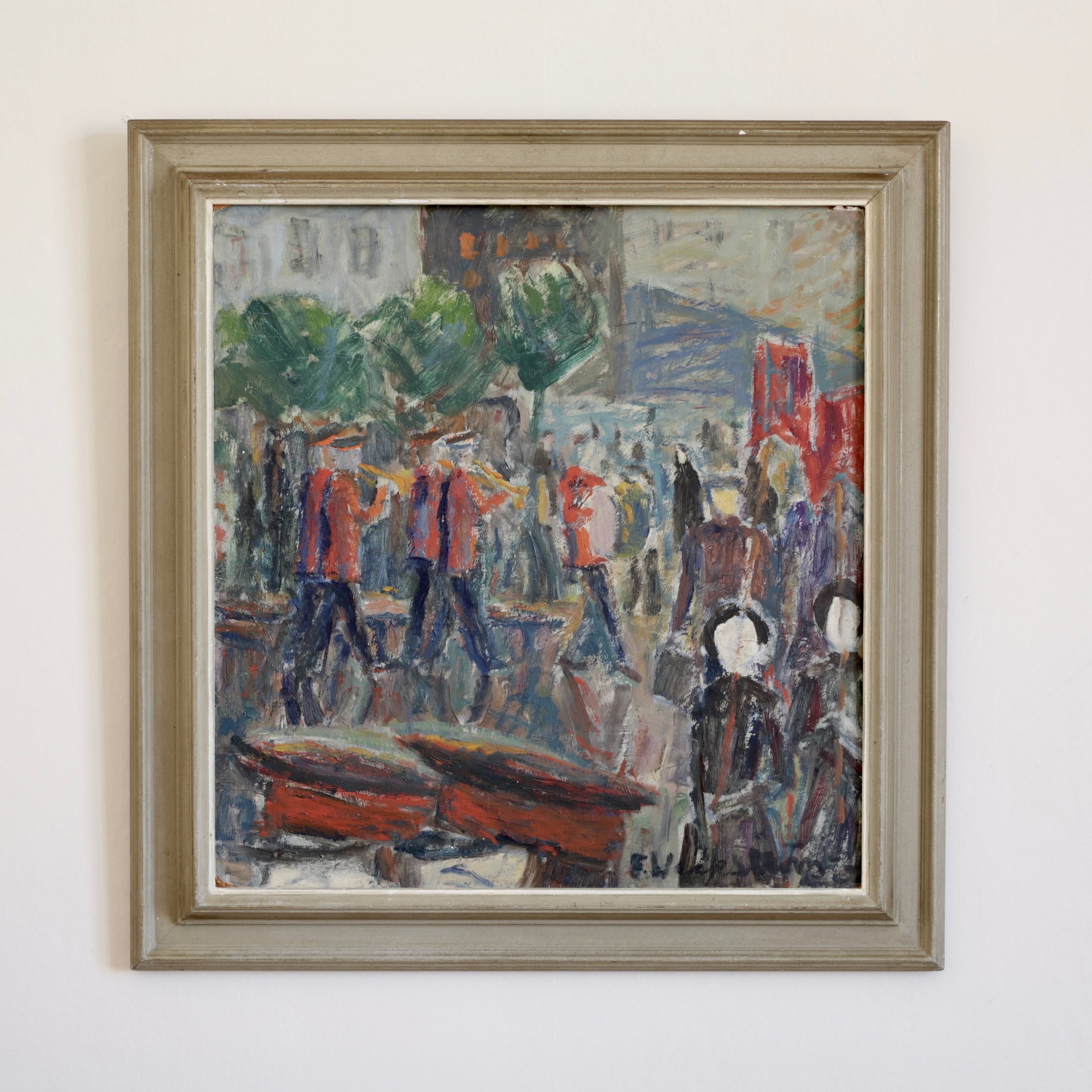 Vintage Art Room Original Mid Century Oil Painting from Sweden 1960's