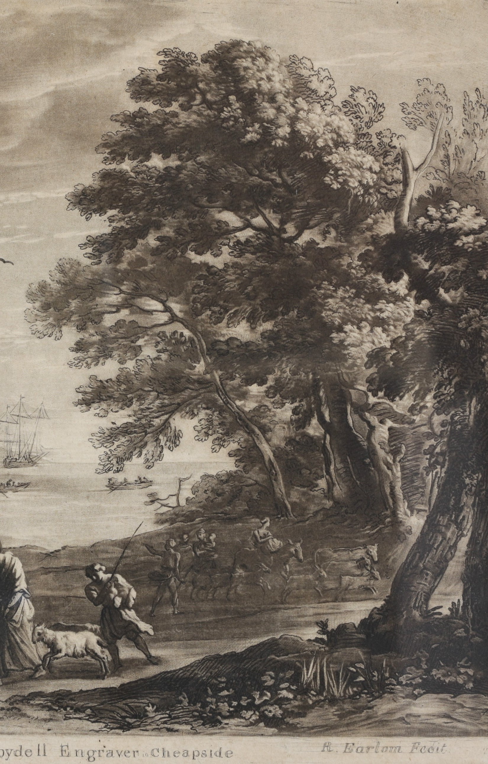 Vintage Art Room Original Pastoral Scene with Shepards