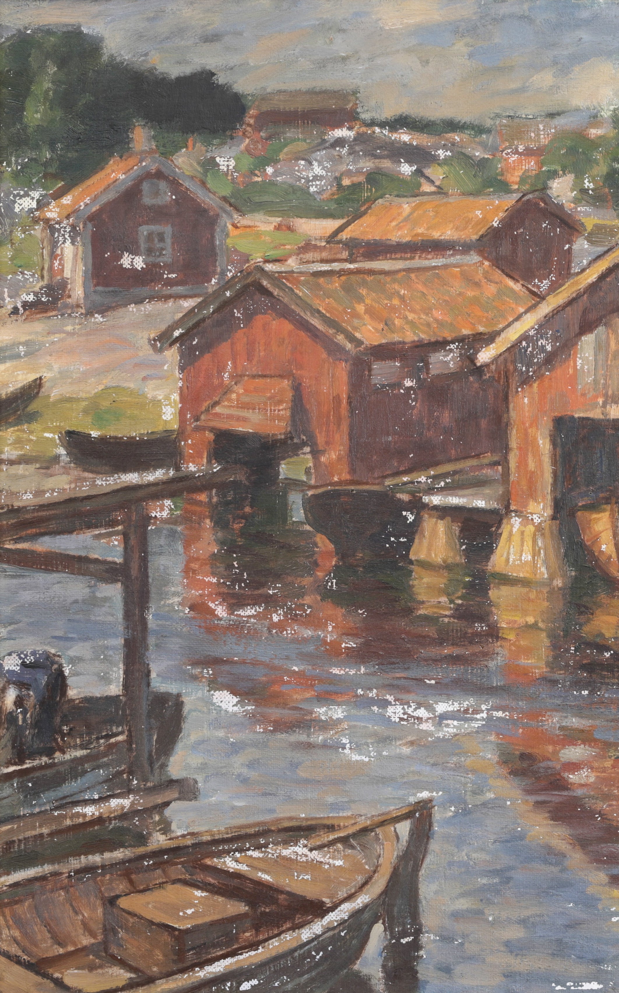 Original Coastal Oil Painting Vintage Mid Century Sweden
