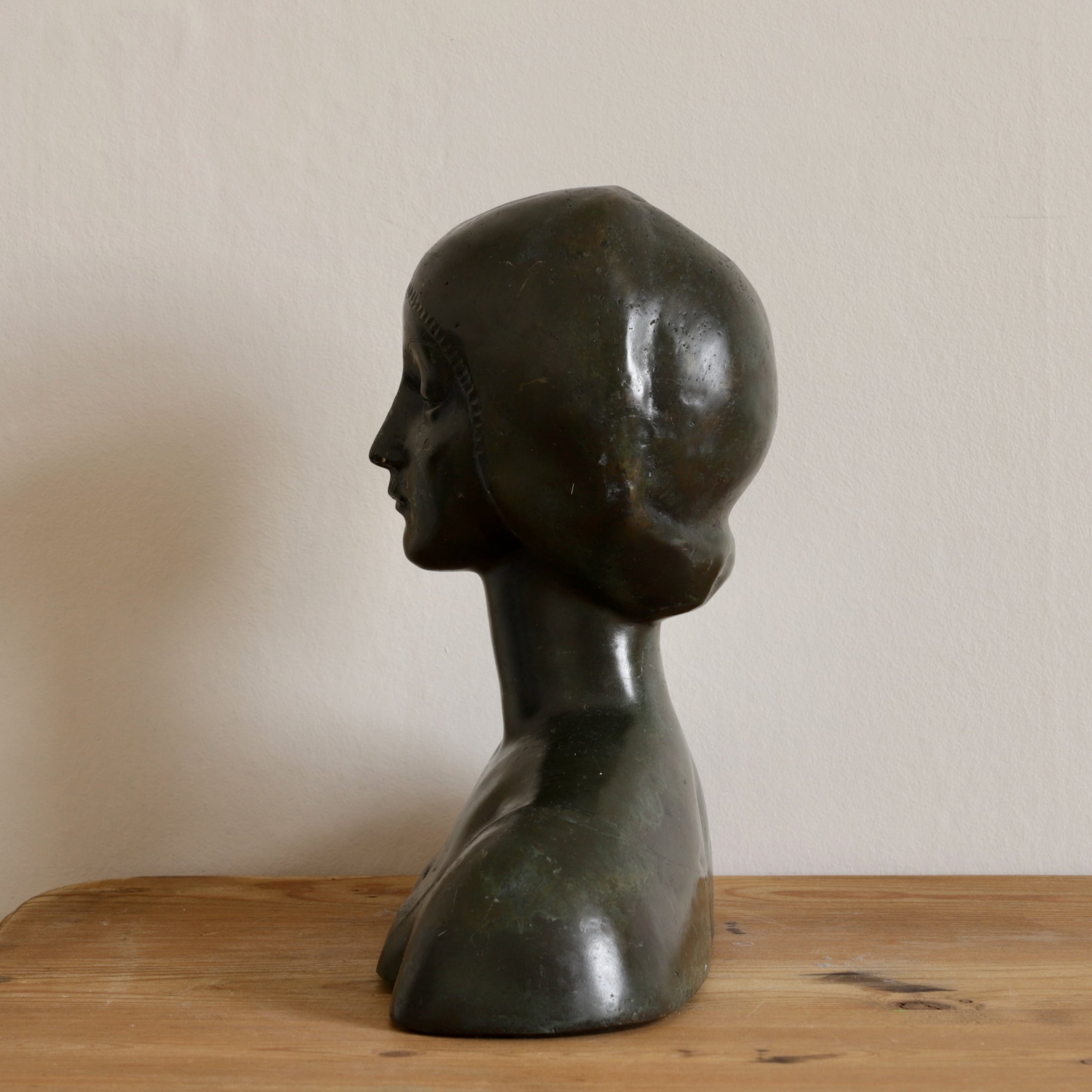 Vintage Bronze Portrait Bust of Duchess of Urbino