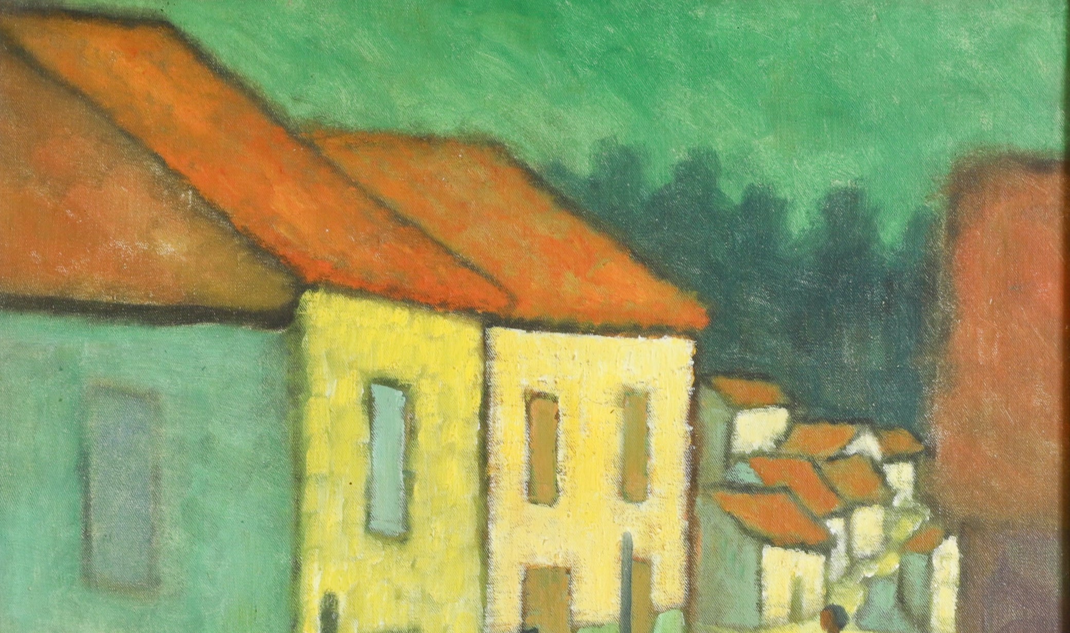 Vintage Mid Century Art Oil Painting By E Håfström From Sweden
