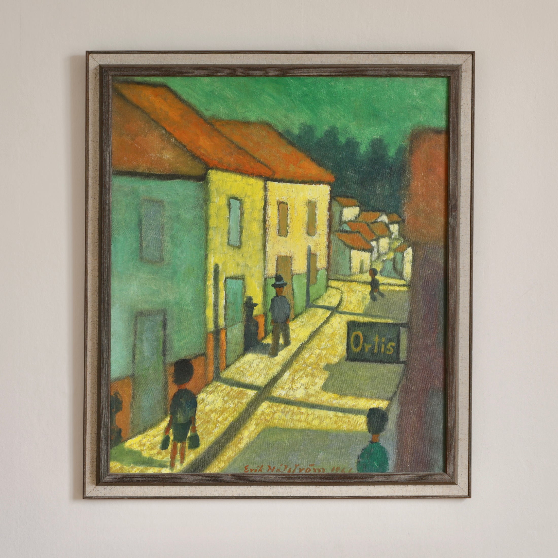 Vintage Mid Century Art Oil Painting By E Håfström From Sweden